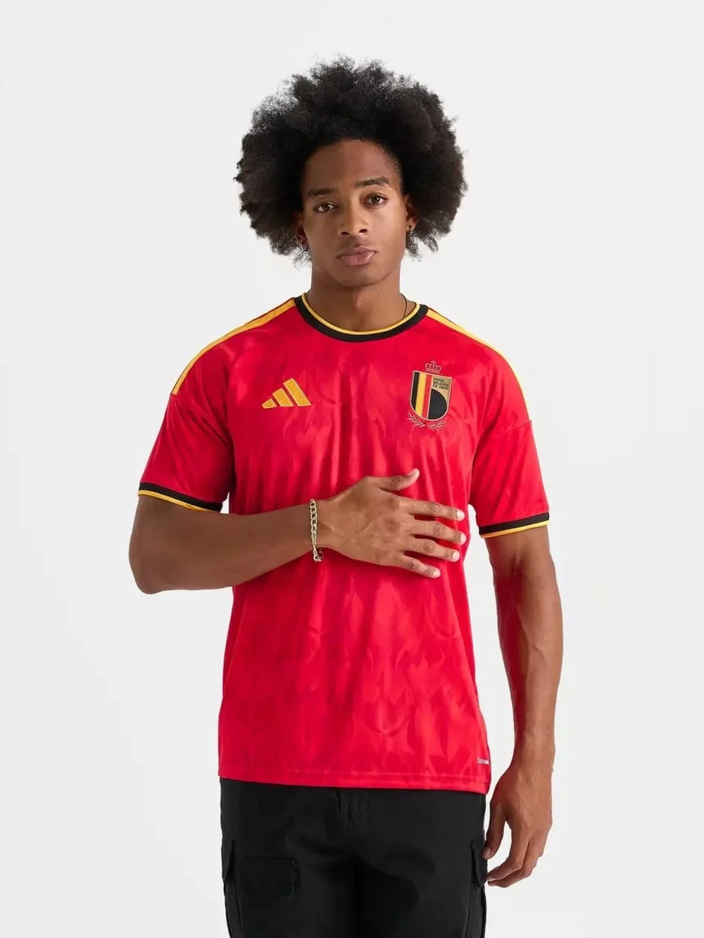 adidas Red Belgium National soccer Team Jersey with Black & Gold Trim